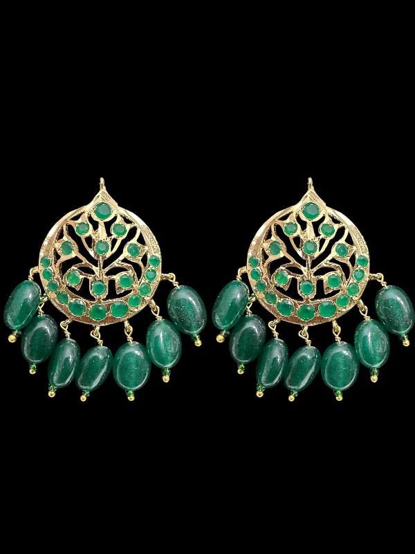 rose gold earrings for women-ET537 Asmee earrings in green  (READY TO SHIP )