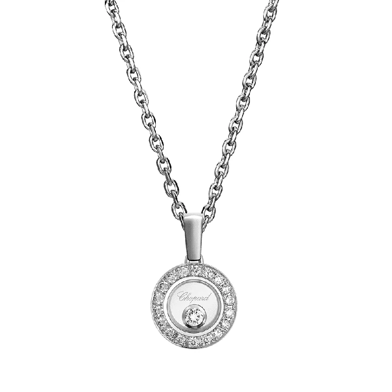 designer necklaces for women-Happy Diamonds Icons 18ct White Gold Round Diamond Pendant