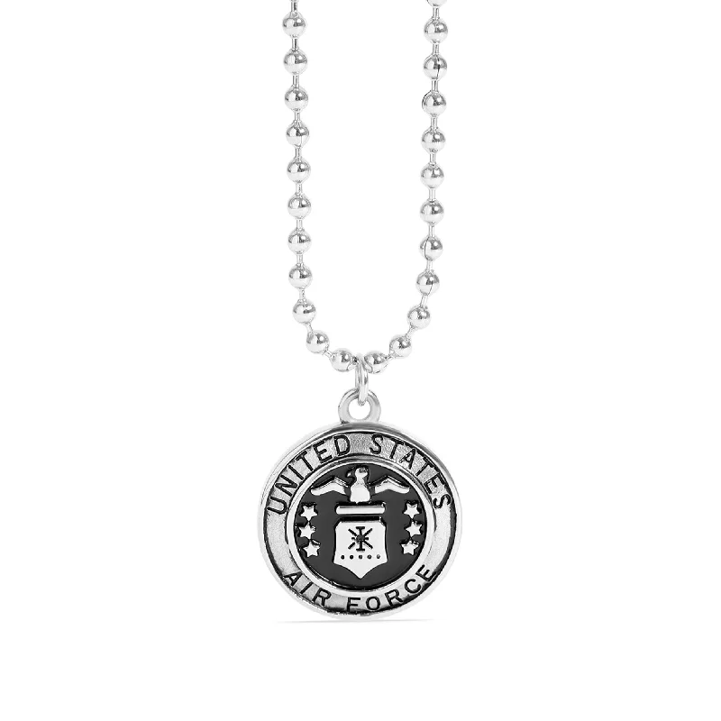 luxury necklaces for women-United States Air Force Stainless Steel Polished Pendant on Ball Chain / CHJ4074