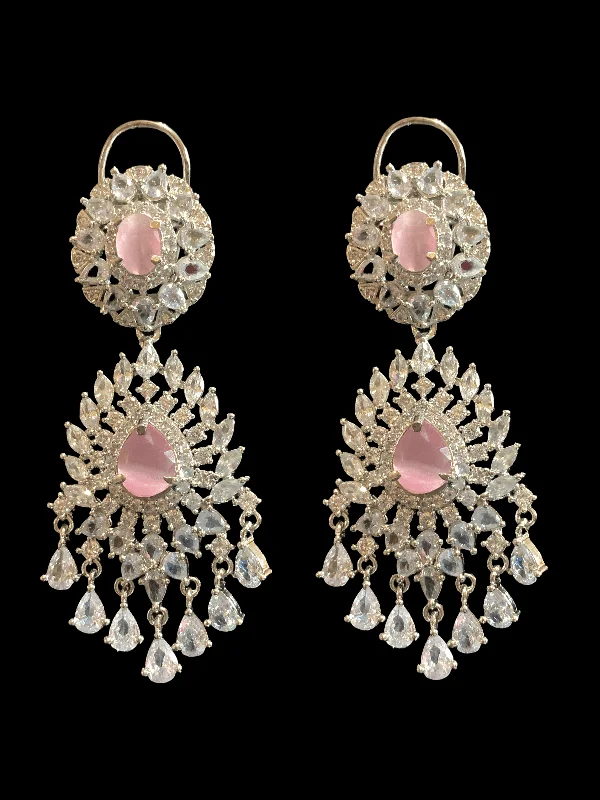 luxury earrings for women-Manahil earrings -  pink  DER9( SHIPS IN 4 WEEKS )