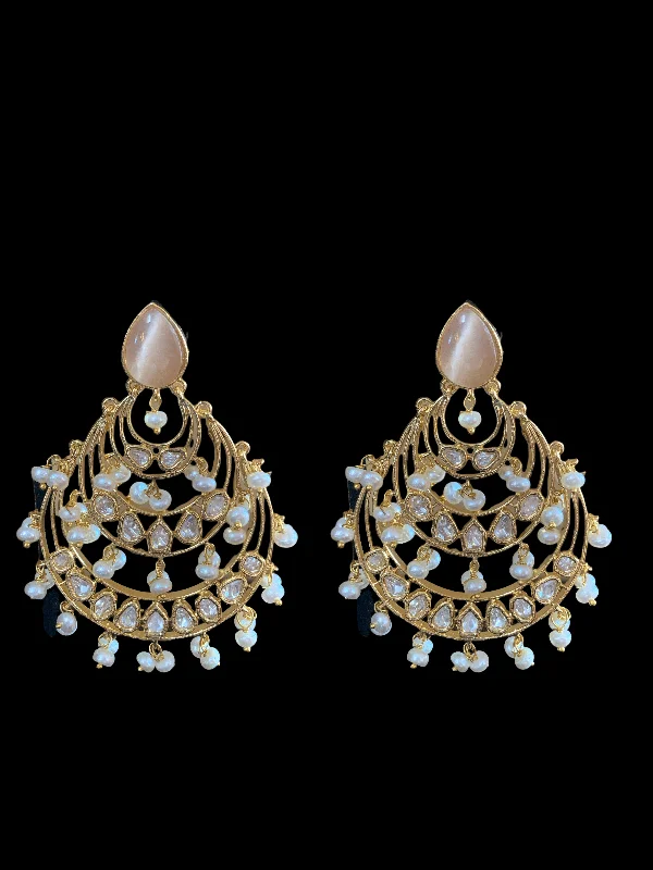 oval earrings for women-DER68 Tahira cz earrings in fresh water pearls- ( READY TO SHIP)