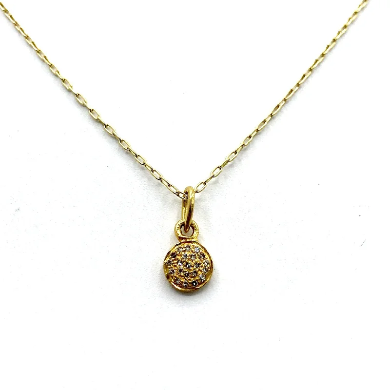 delicate necklaces for women-Pebble Diamonds on a Golden Disk