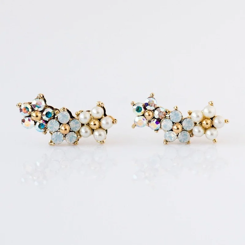 vintage-style earrings for women-Floral Ear Climbers