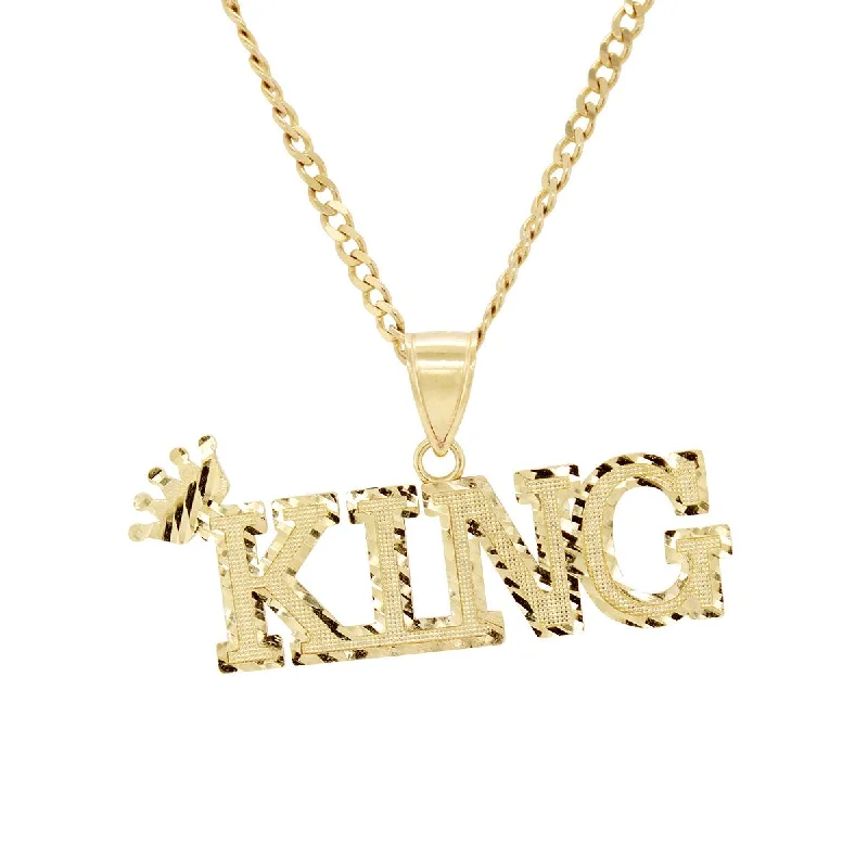 boho necklaces for women-YELLOW GOLD KING CHARM PENDANT