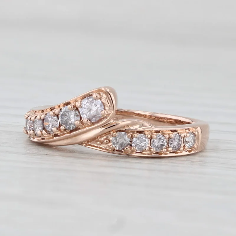 engagement rings with side stones for women-0.47ctw Diamond Bypass Ring 10k Rose Gold Size 6.25 Stackable