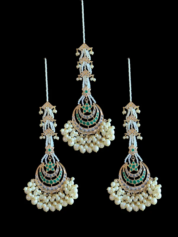 fashion earrings for women-DJET27 Tahura earrings tika in green ( READY TO SHIP )