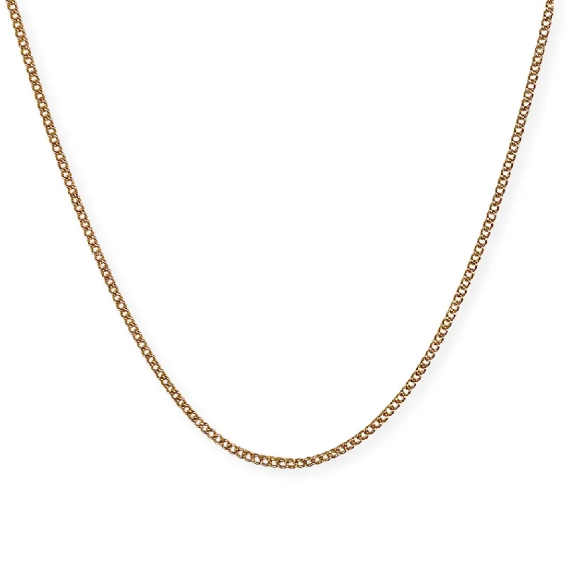 art deco necklaces for women-Gold Filled Flat Cuban Thin 2mm Chain Necklace