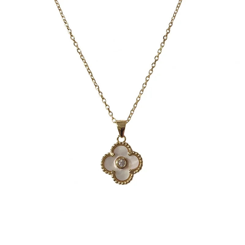 short necklaces for women-Flora Bezel Mother of Pearl Necklace