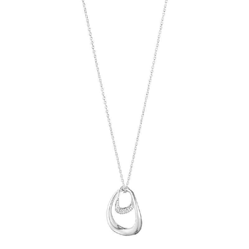 statement gemstone necklaces for women-Sterling Silver Offspring Diamond Pendant