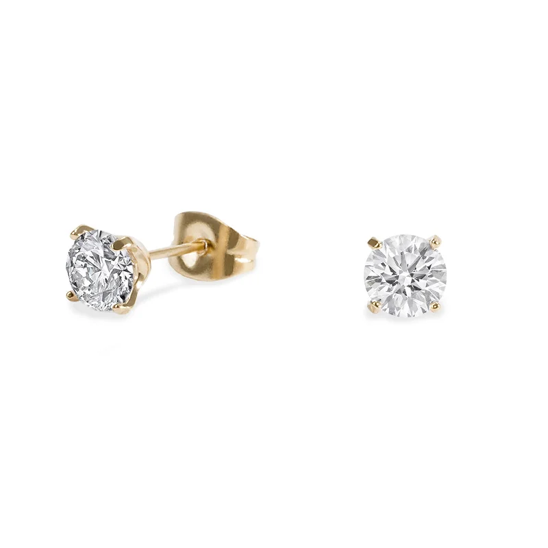 yellow gold earrings for women-Stainless 5mm round cz stud earrings