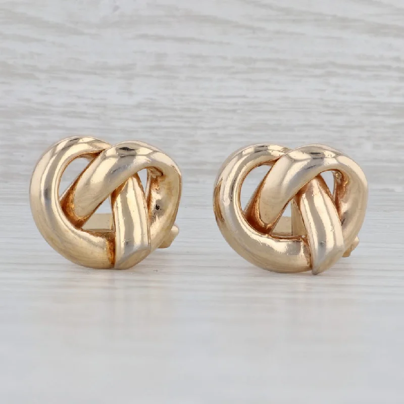 engagement rings with side stones for women-Vintage Pretzel Knot Cufflinks Gold Plated Swank Men's Suit Accessories