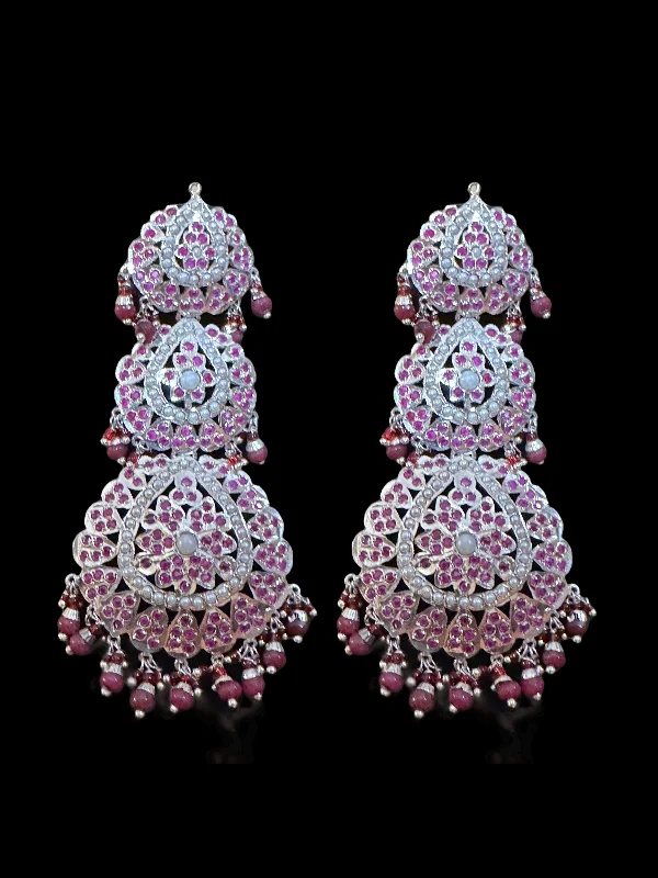 clip-on diamond earrings for women-DER505 Mya  silver  plated earrings - ruby ( READY TO SHIP )