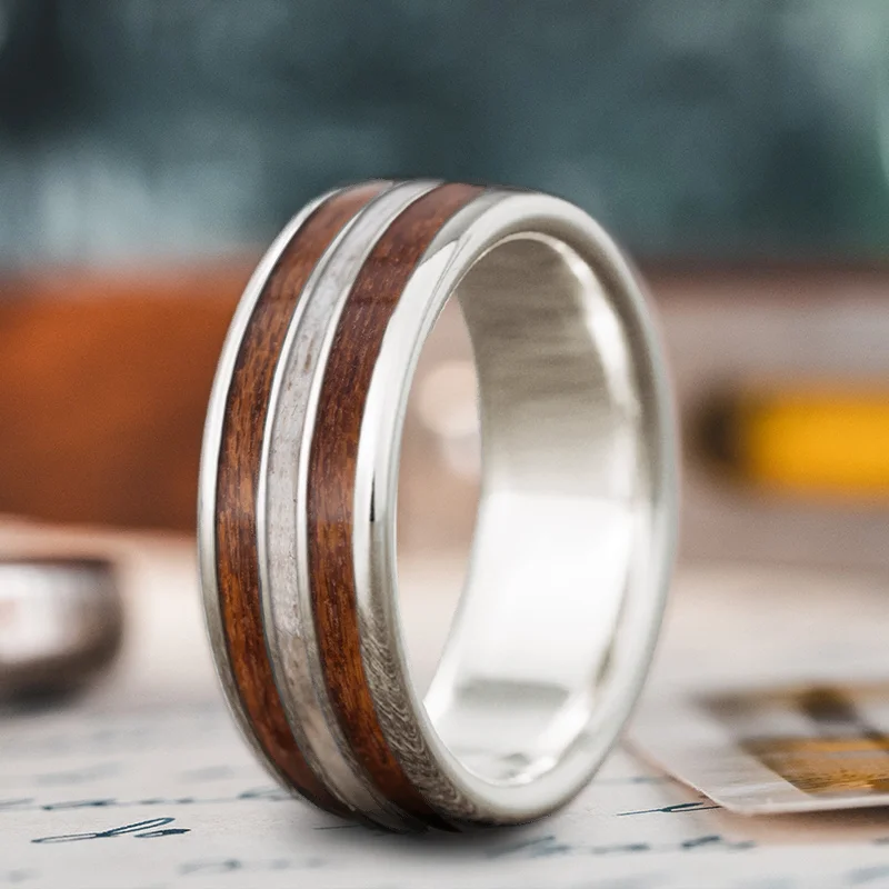 wedding band rings for women-Custom Design - 3-Inlay Narrow Center FoL2kdfQIotuRwUVZoiJ7rY3