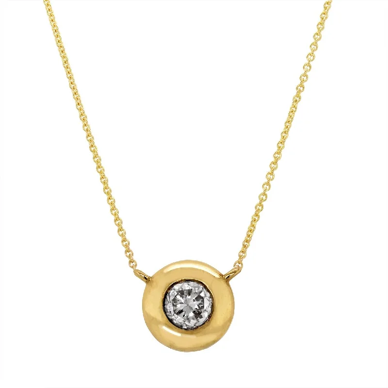 trendy necklaces for women-YELLOW GOLD BEZEL SET SOLITAIRE DIAMOND PENDANT, 1/4 CT TW