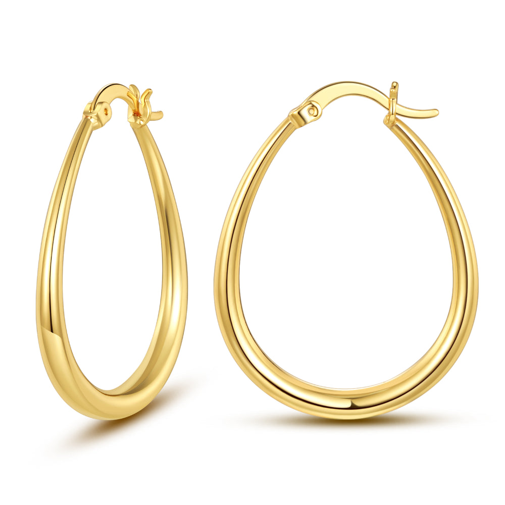 modern earrings for women-Chunky Oval Hoop Earrings