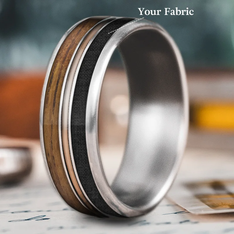 wedding band rings for women-Custom Design - 3-Inlay Metal Center w5CiEEt-JAC8wASkit-KH2js