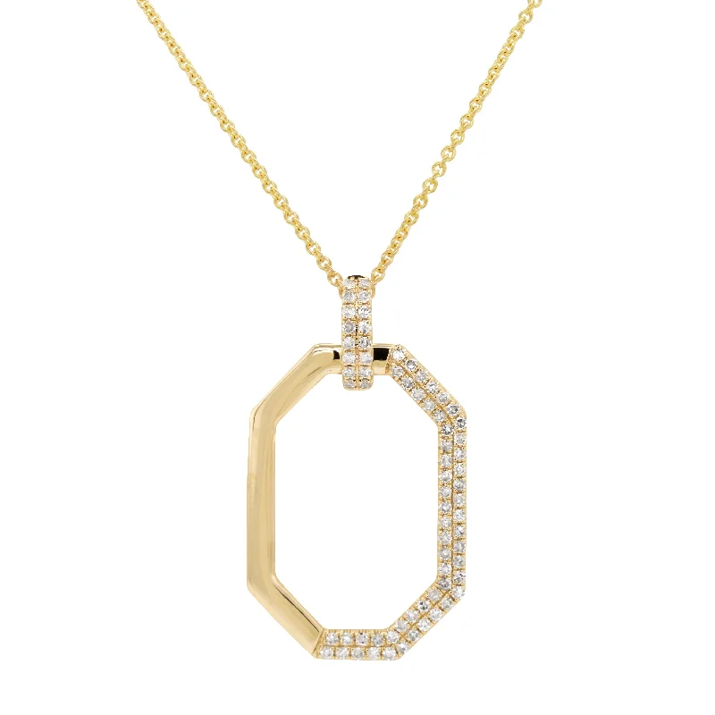 thick chain necklaces for women-MODERN OPEN YELLOW GOLD PENDANT WITH DIAMONDS, .26 CT TW