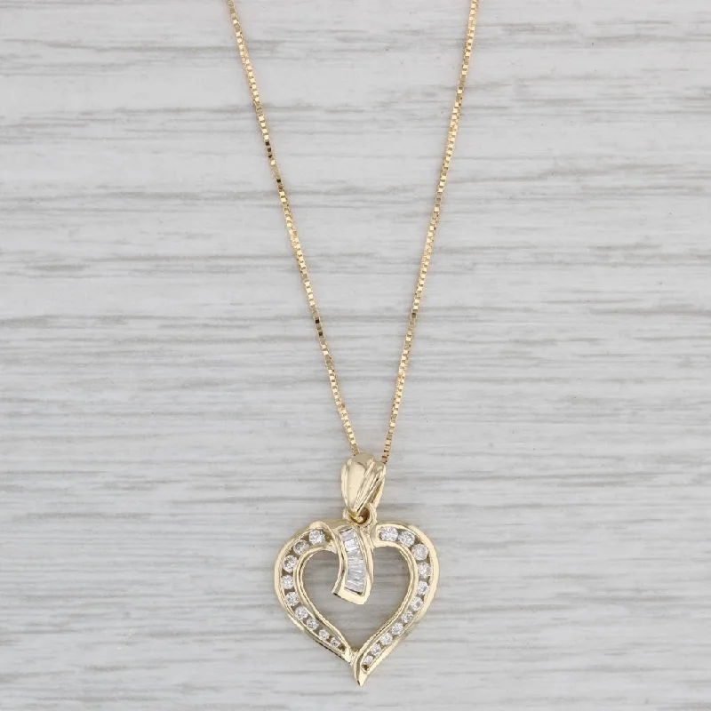 platinum engagement rings with diamonds for women-10.24ctw Diamond Heart Pendant 14k Yellow Gold 18" Box Chain