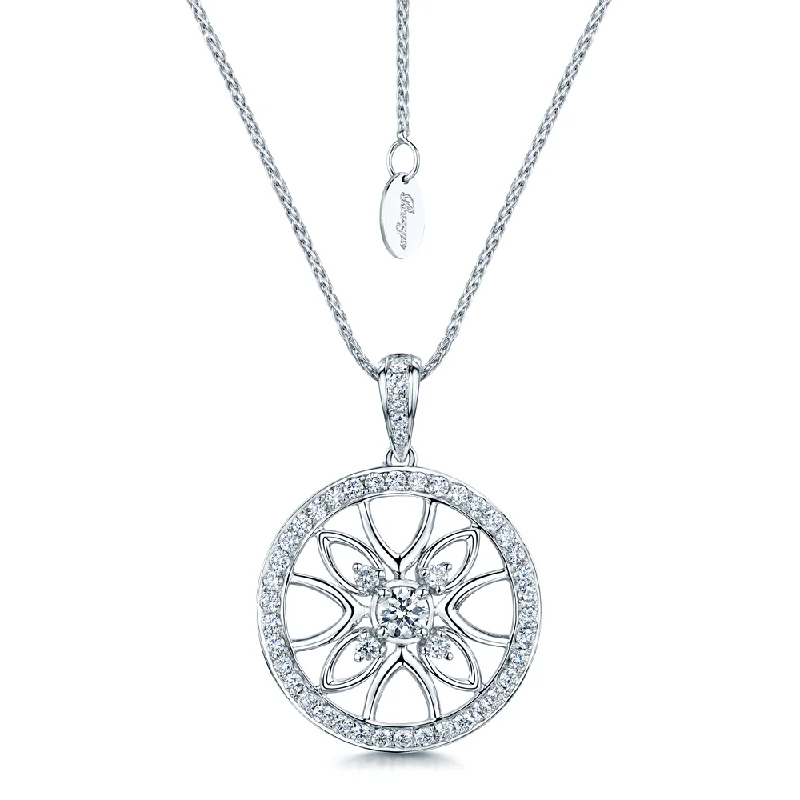 unique pendant necklaces for women-18ct White Gold Diamond Openwork Pendant