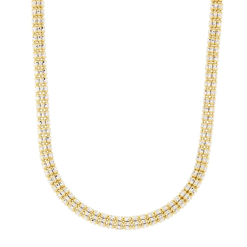 unique necklaces for women-TWO-TONE GOLD ICED DIAMOND CUT CHAIN, 4.25MM