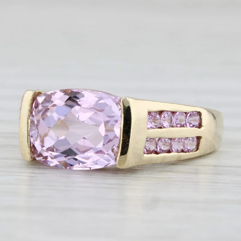 rose gold engagement rings for women-4.80ct Pink Sapphire Kunzite Ring 10k Yellow Gold Size 7