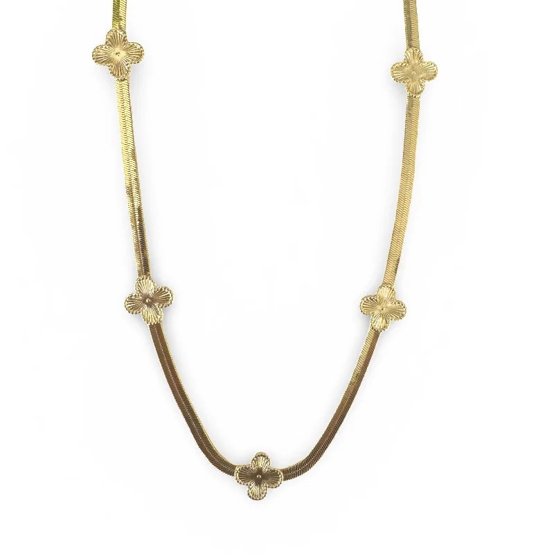 modern necklaces for women-Gold Filled Herringbone Flora Necklace