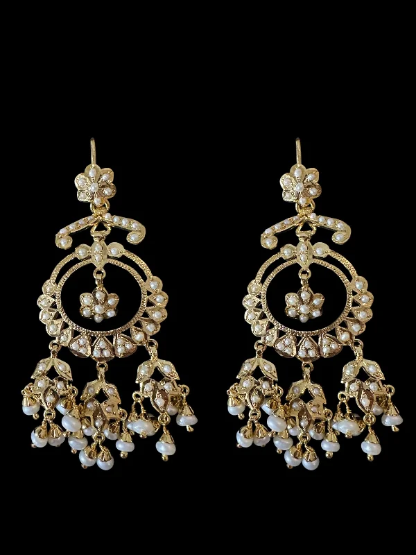 bridal earrings for women-92.5 silver statement earrings in fresh water pearls- gold plated ( READY TO SHIP)