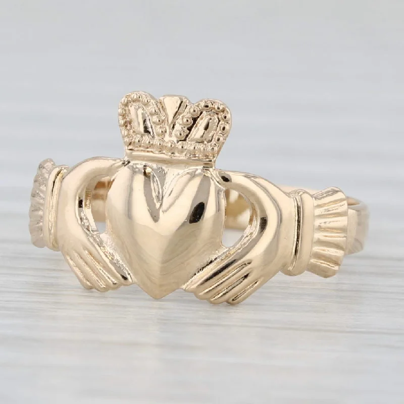 yellow gold engagement rings for women-Irish Claddagh Ring 14k Yellow Gold Size 5 Made in Ireland