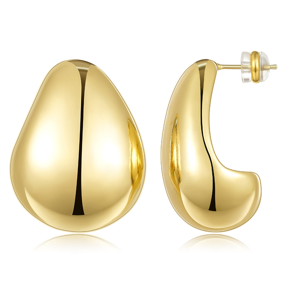 small earrings for women-Thick Chunky Dome Hoop Earrings with S925 Post