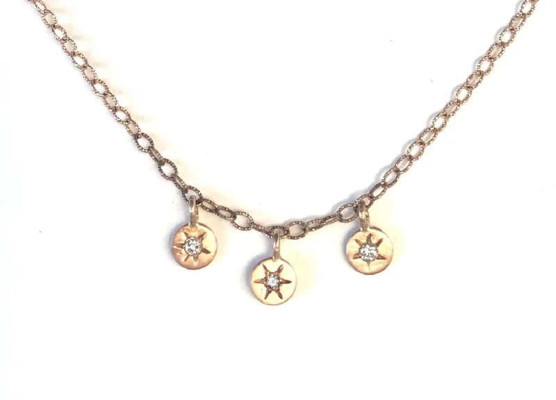 layered necklaces for women-Triple Star Sparkling Constellation floating on a gold chain