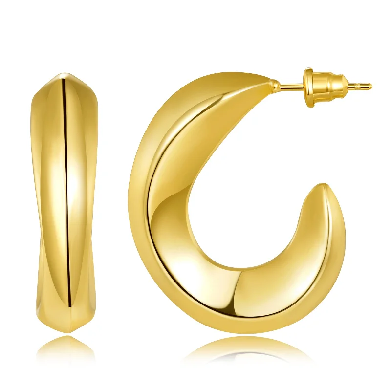 vintage earrings for women-Gold Irregular Chunky Hoop Earrings