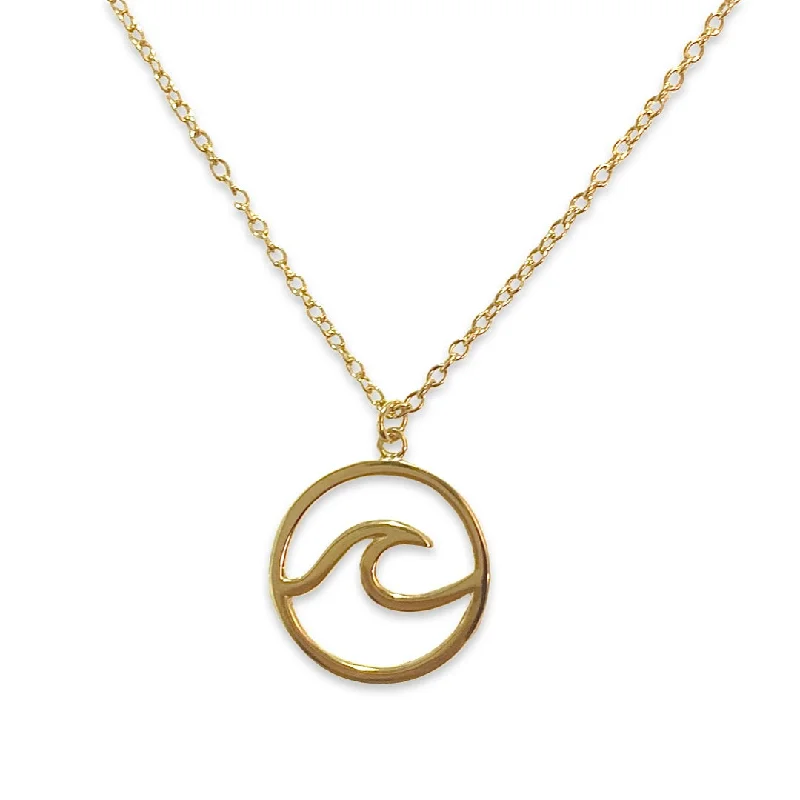 engraved necklaces for women-Geovana Wave Circle Necklace