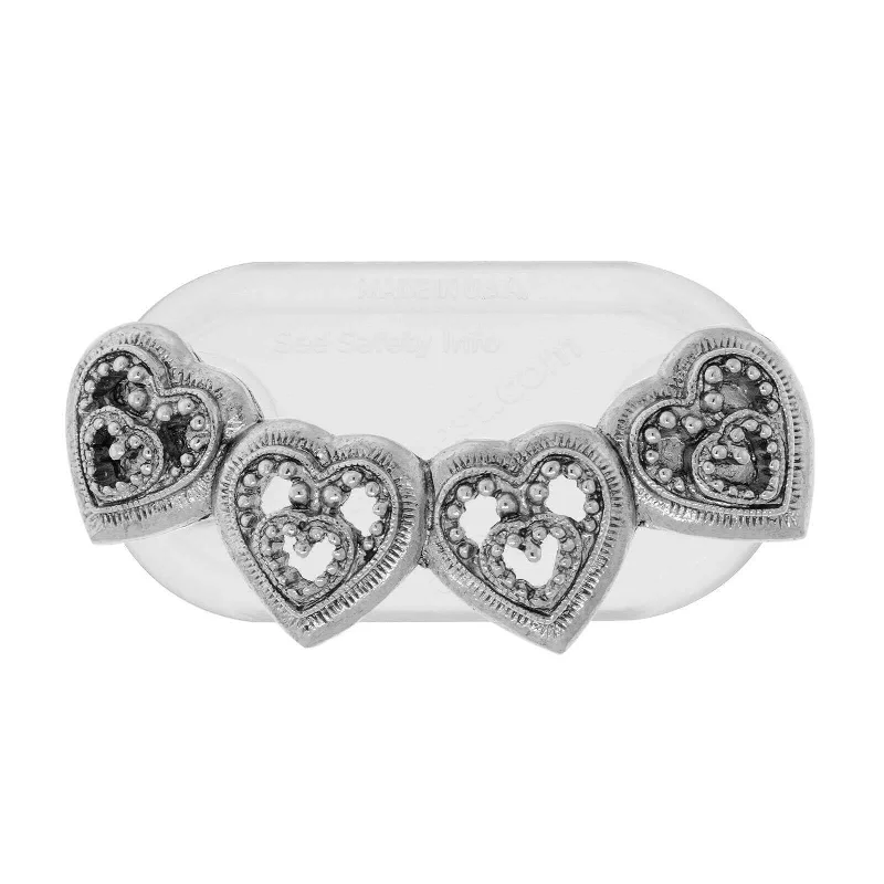 statement brooches for women-1928 Jewelry Magcessory Pewter Hearts Magnetic Jewelry Eyeglass Brooch