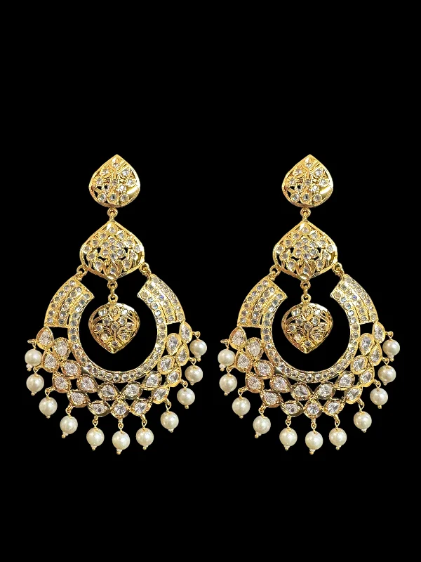 anniversary earrings for women-DER559 chandbali earrings in pearls ( SHIPS IN 4 WEEKS )