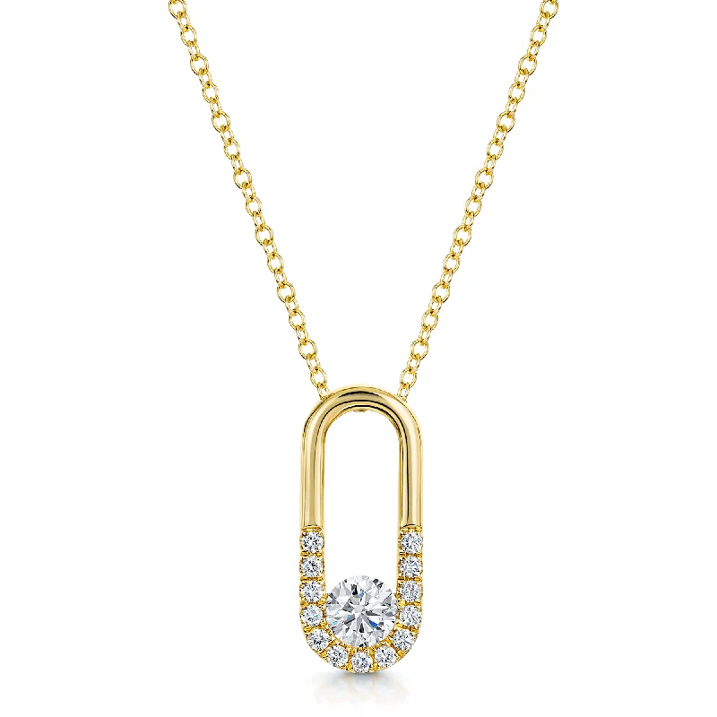 vintage pearl necklaces for women-Verve Collection 18ct Yellow Gold GIA Certificated Diamond Loop Pendant