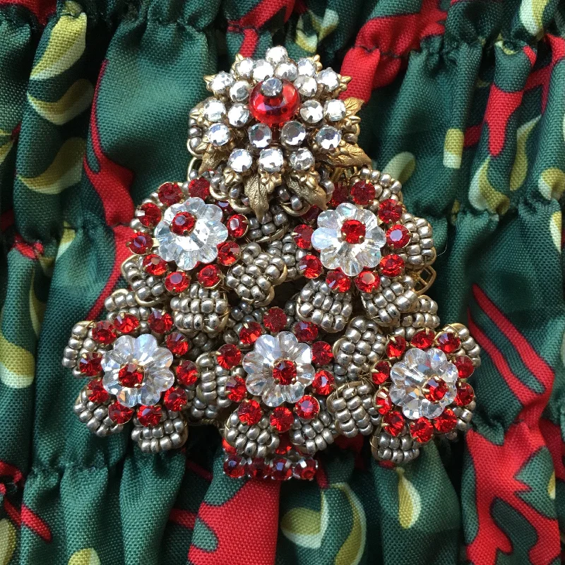 multi-stone brooches for women-Stanley Hagler Christmas Tree Brooch