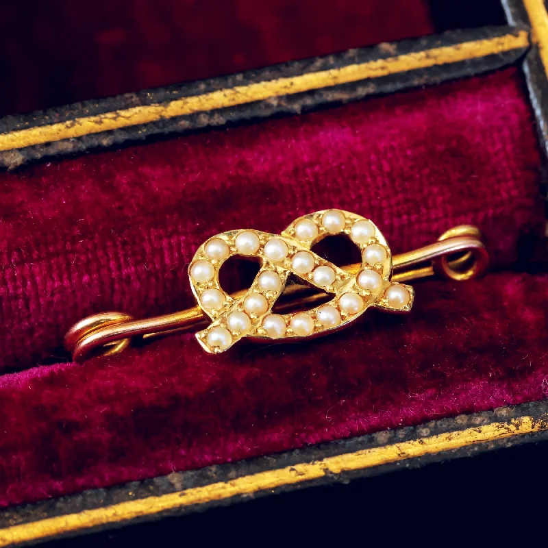 luxury enamel brooches for women-Sweetest Victorian Lover's Knot Brooch