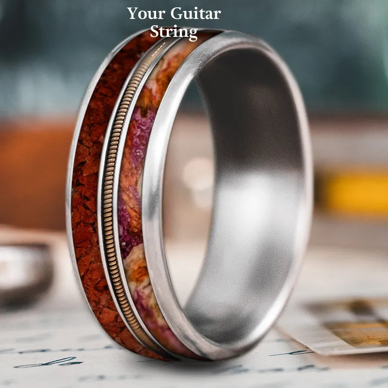 engraved rings for women-Custom Design - 3-Inlay Metal Center Ring MMmHwx-RwMtE20Sy4NvhZ75C