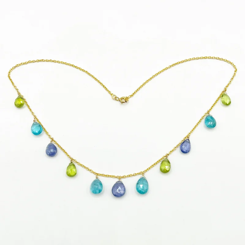 emerald necklaces for women-Cool Rainbow of Luscious Gems Suspended