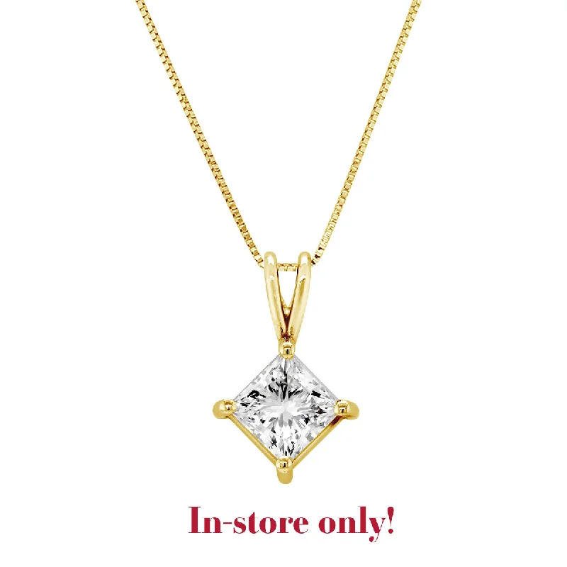 minimalist necklaces for women-LAB GROWN PRINCESS CUT DIAMOND PENDANT, 1.0 carat