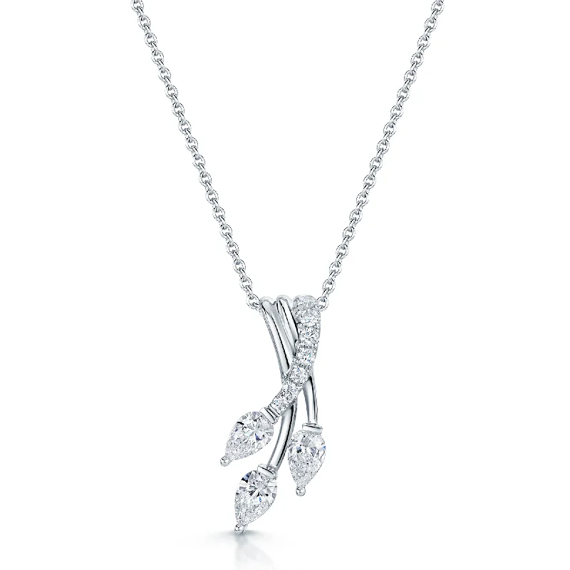 delicate necklaces for women-18ct White Gold Pear Cut Diamond Fancy Twist Pendant