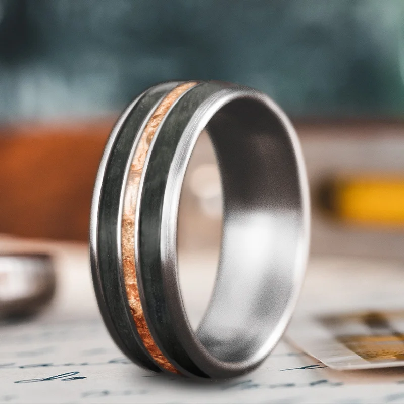 wedding rings for women-Custom Design - 3-Inlay Narrow Center QWTNt9yBqWrWNDOHQyI5mzNB