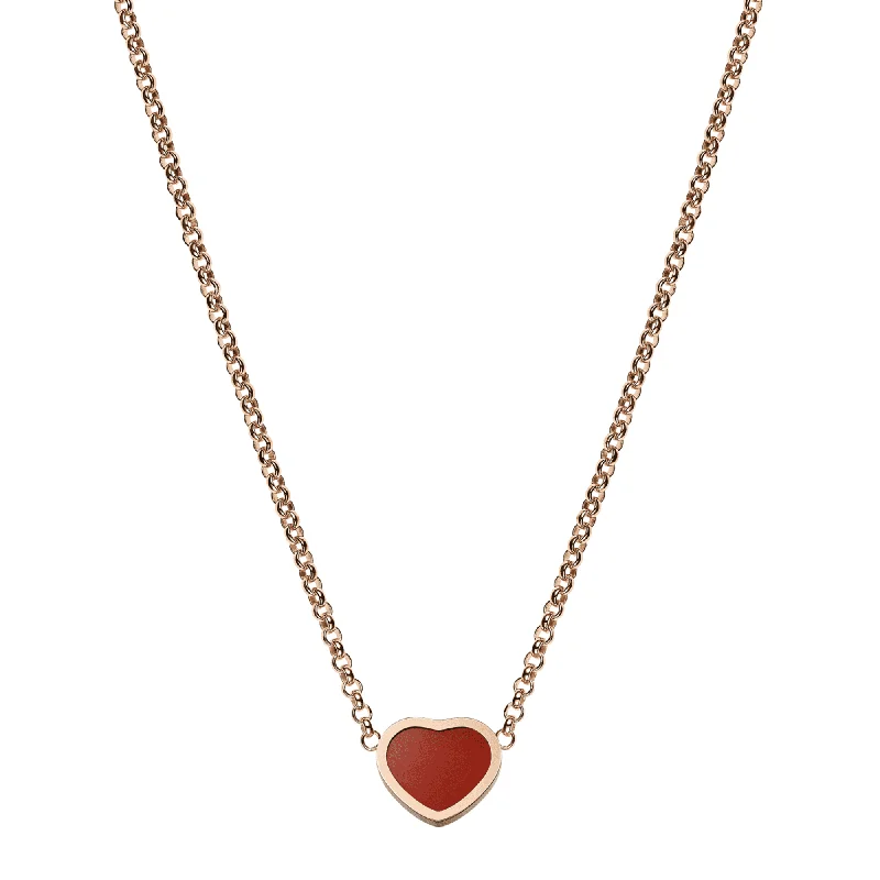 animal-shaped necklaces for women-18ct Rose Gold My Happy Hearts Pendant With Carnelian Inlay