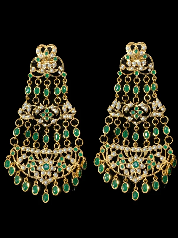 luxury pearl earrings for women-DER163 Naveen  jhoomar earrings ( green     ) (  READY TO SHIP )