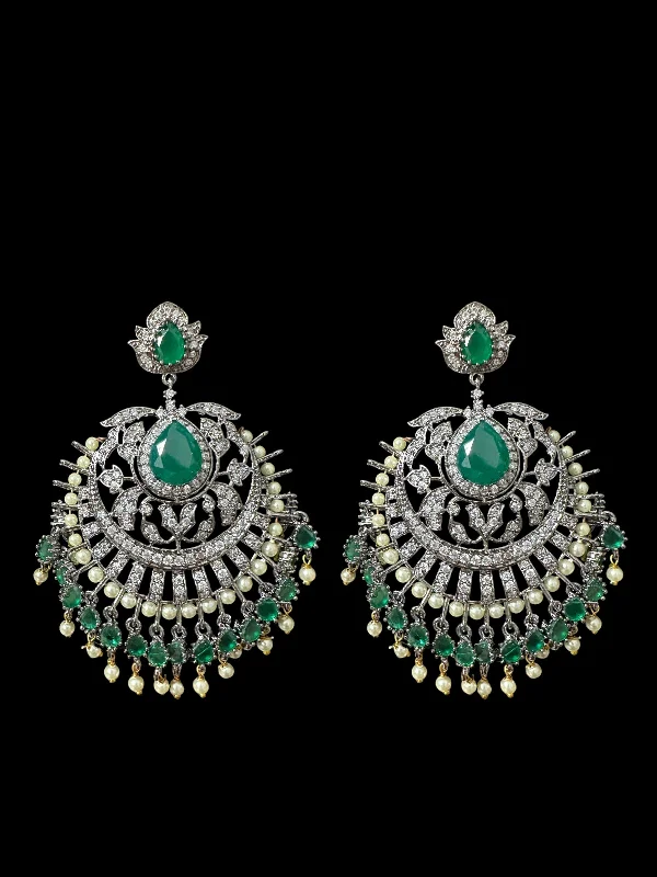 round earrings for women-DER593 Victorian earrings - green ( READY TO SHIP )