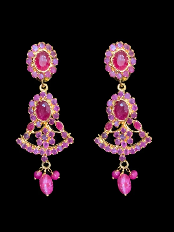 dangling gemstone earrings for women-DER341 ruby emerald high quality earrings ( READY TO SHIP)