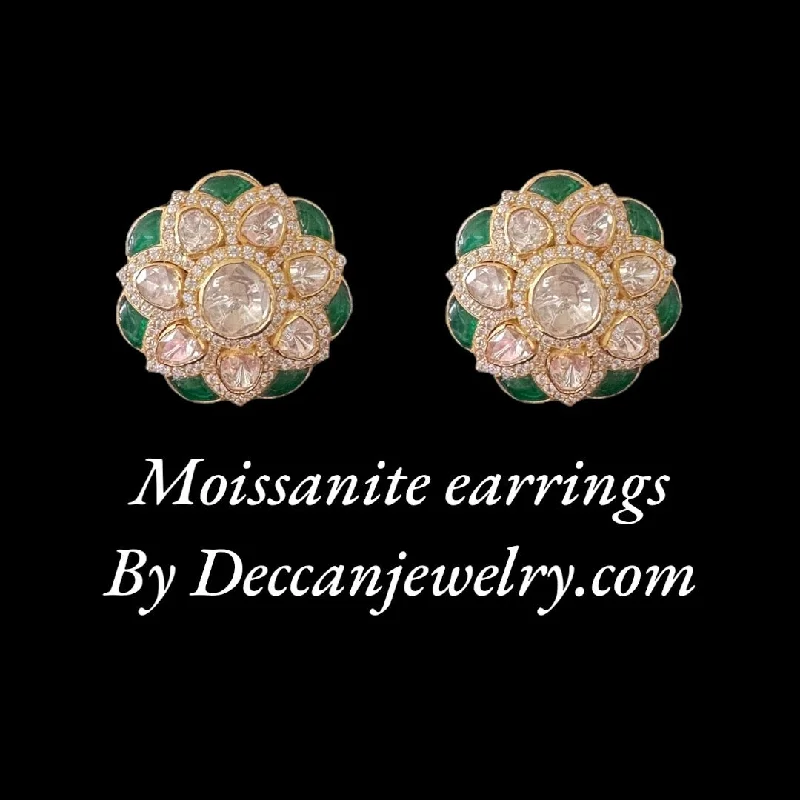 small earrings for women-Moissanite gold plated silver earrings ( READY TO SHIP )