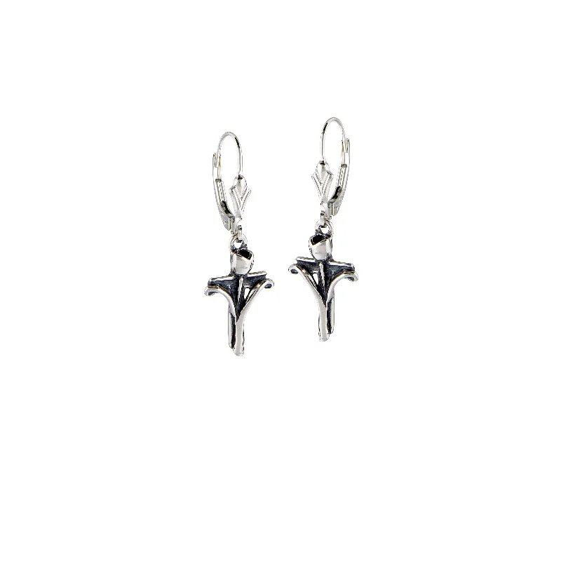 minimalist stud earrings for women-Tulip Cross Earrings