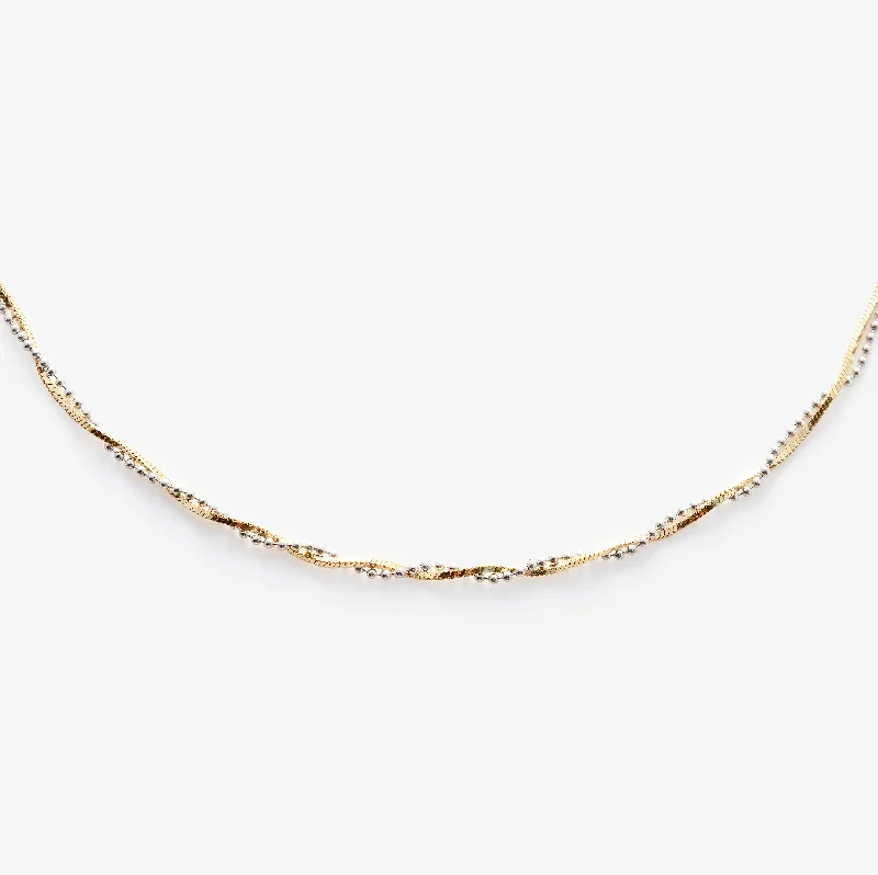 geometric necklaces for women-Solid Gold Twisted Mixed Metal Chain