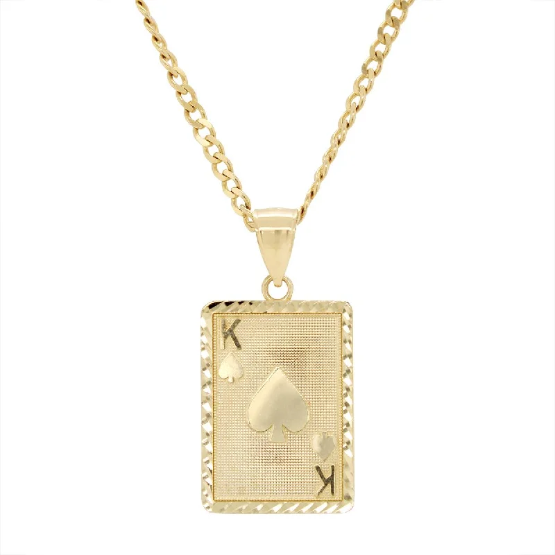 elegant necklaces for women-YELLOW GOLD KING OF SPADES CHARM PENDANT